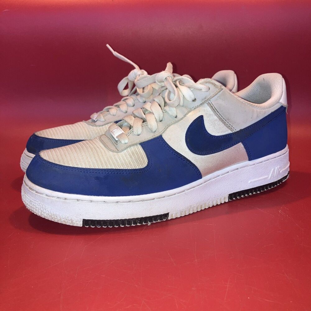 Nike Air Force 1 Men’s 9.5 Low Top Lace-Up Colorblock Sneakers Blue White Gray